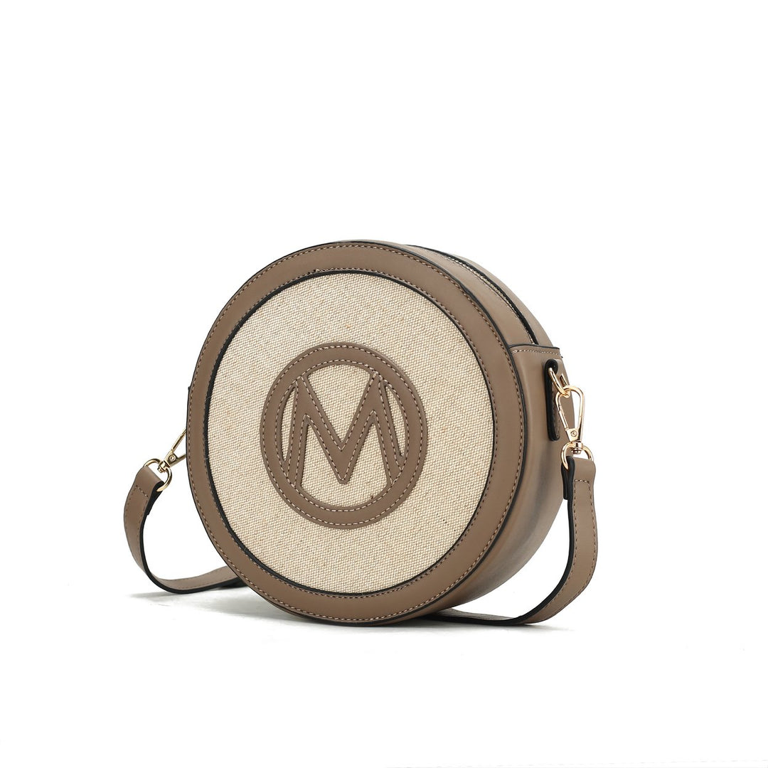 MKF Collection Acacia Round Crossbody Bag Vegan Leather Canvas Circular Shoulder Bag by Mia K Image 4