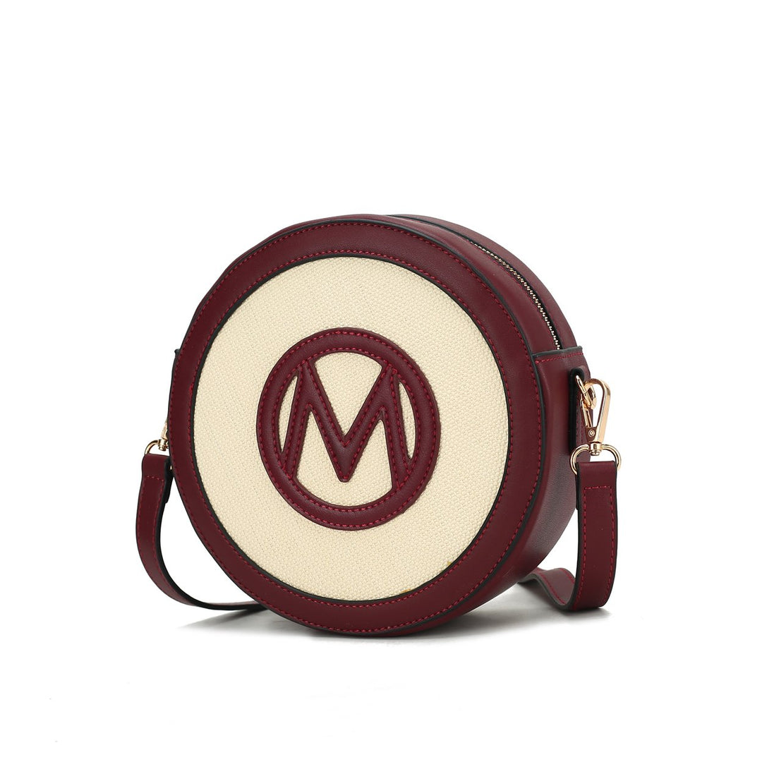 MKF Collection Acacia Round Crossbody Bag Vegan Leather Canvas Circular Shoulder Bag by Mia K Image 6