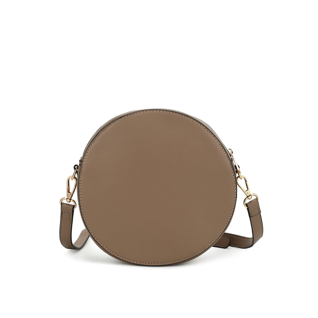 MKF Collection Acacia Round Crossbody Bag Vegan Leather Canvas Circular Shoulder Bag by Mia K Image 8