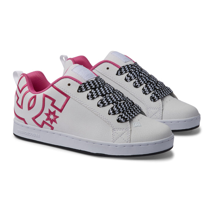 DC Shoes Womens Court Graffik Shoes White/Pink/Battleship - 300678-WNB WHITE/PINK/BATTLESHIP Image 2