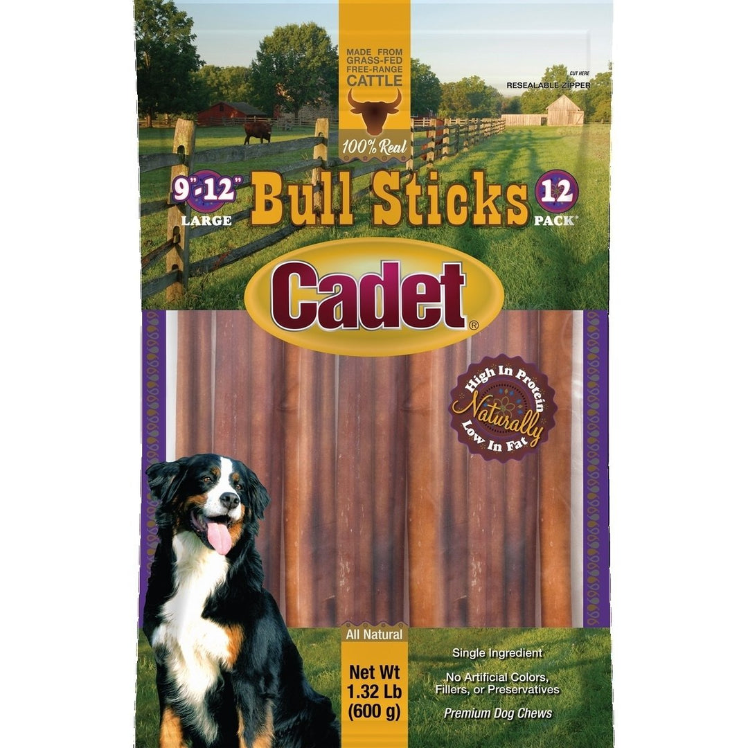 Cadet 9-12" Bull Sticks Dog Treats 12 Count Image 1