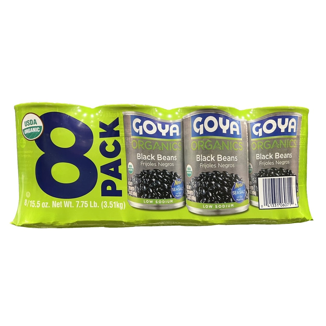 Goya Foods Organic Black Beans Low Sodium with Sea Salt 15.5 Ounce (Pack of 8) Image 1