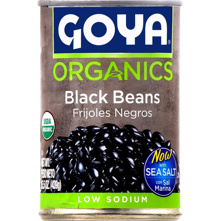 Goya Foods Organic Black Beans Low Sodium with Sea Salt 15.5 Ounce (Pack of 8) Image 3