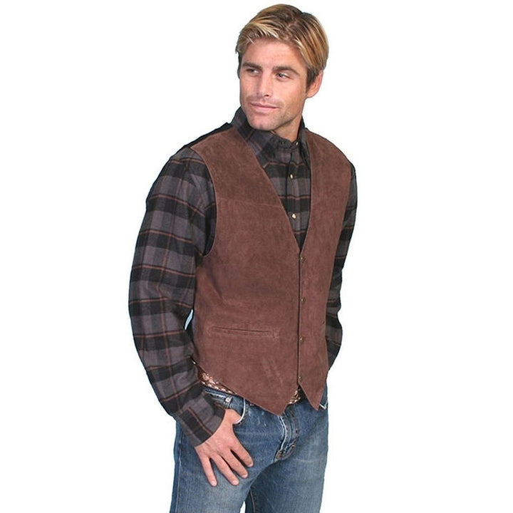 Scully Western Vest Mens Boar Suede Leather Snap Tailored F0_504 Image 3