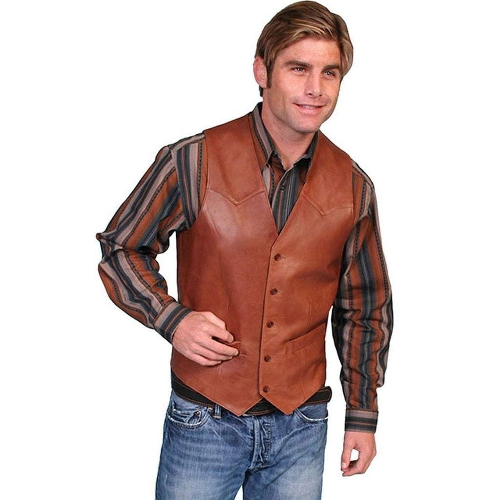 Scully Western Vest Mens Quality Leather Button Lambskin F0_503 Image 4