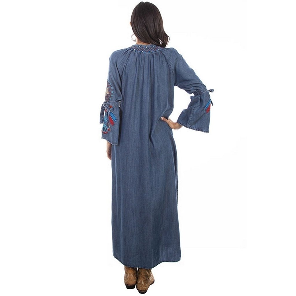 Scully Western Cardigan Womens Maxi Duster Embroidered Denim F0_HC633 Image 2