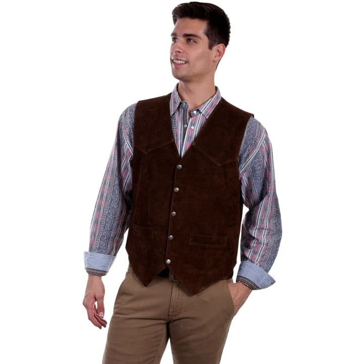 Scully Western Vest Mens Five Snap Leather Single Point Yoke F0_507 Image 1