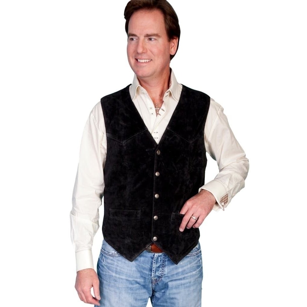 Scully Western Vest Mens Five Snap Leather Single Point Yoke F0_507 Image 4