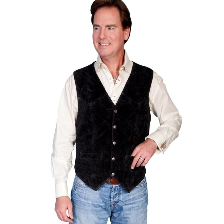 Scully Western Vest Mens Five Snap Leather Single Point Yoke F0_507 Image 1