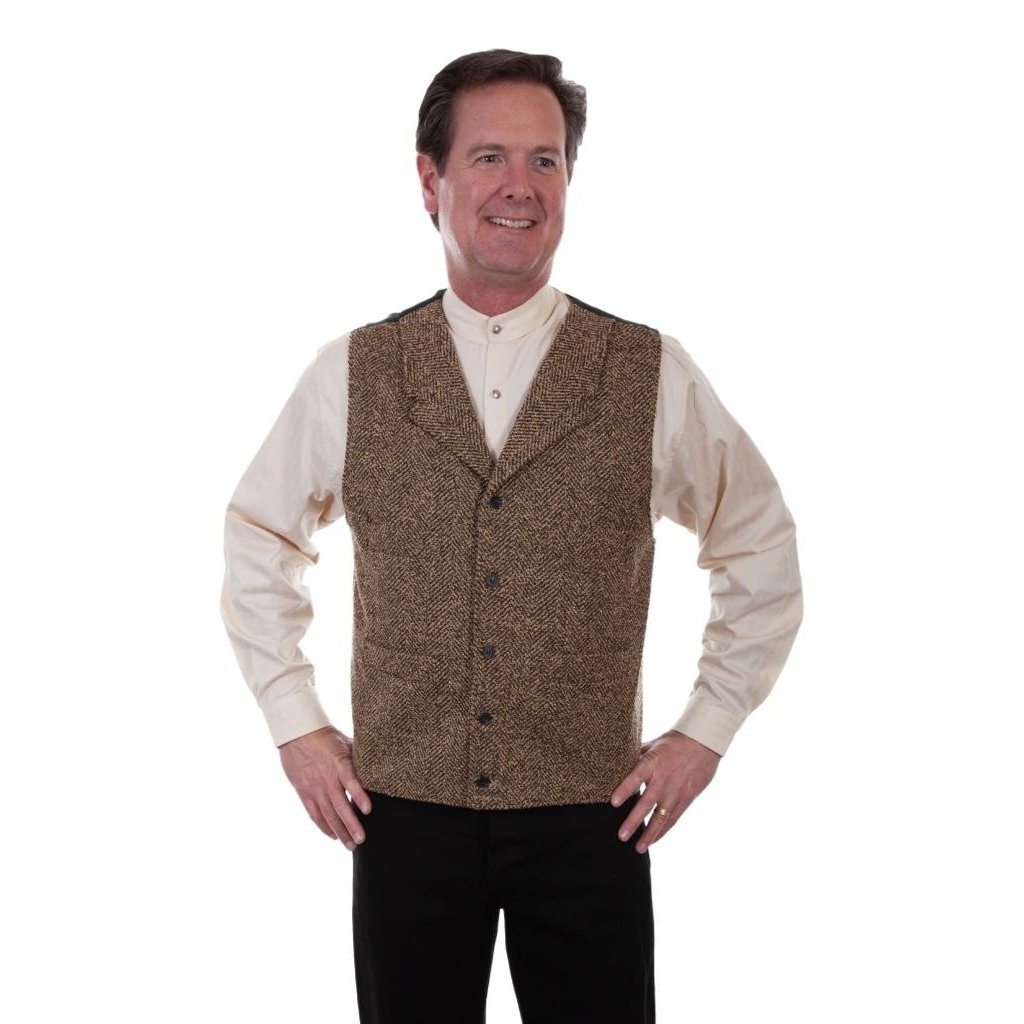 Scully Western Vest Mens Wahmaker Tweed Wool Button Brown F0_521124 Image 1