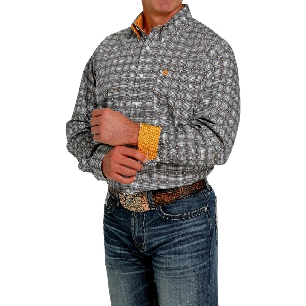 Cinch Western Shirt Mens Long Sleeve Square Print Button MTW1105450 Image 1