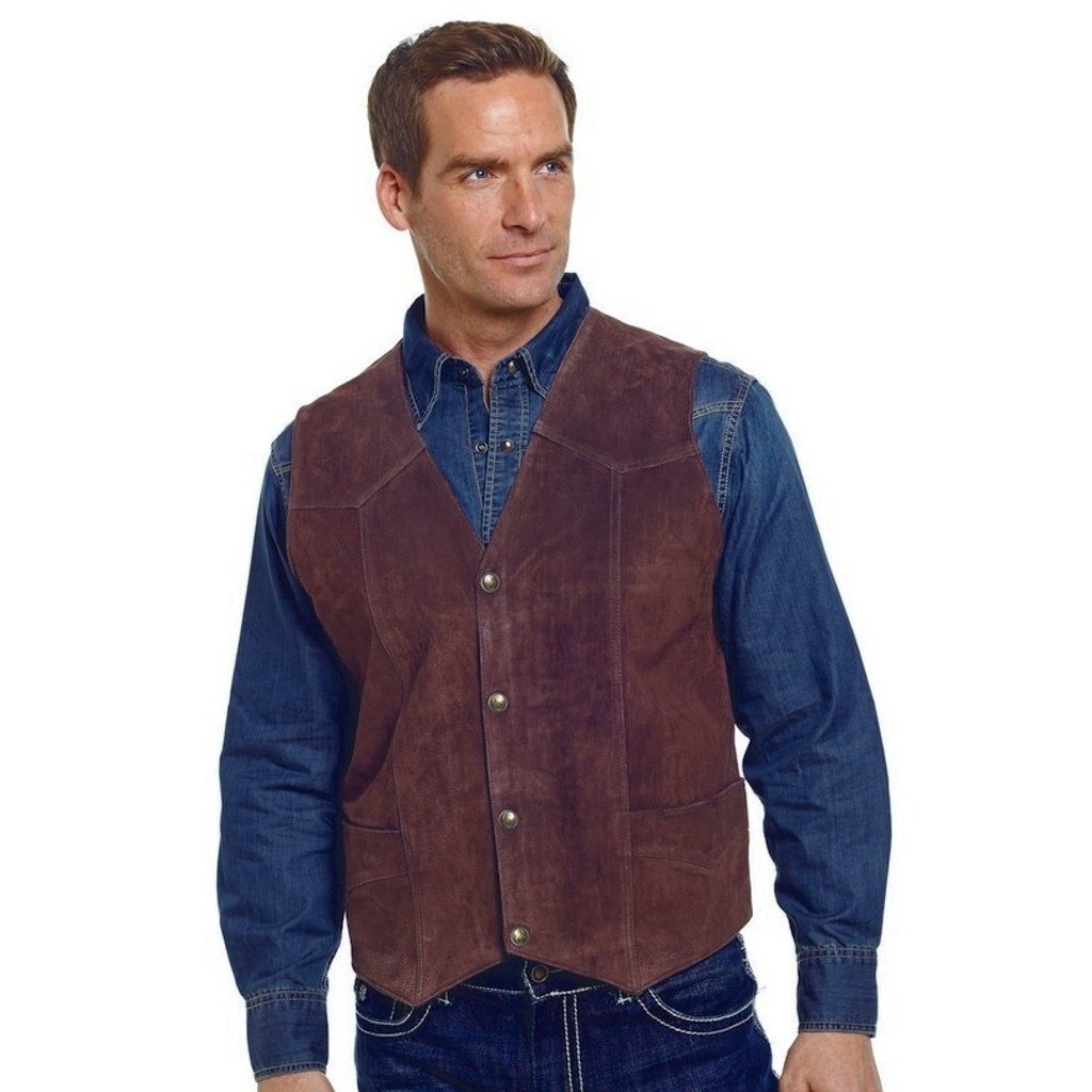 Cripple Creek Western Vest Mens Suede Leather Button Front ML3061 Image 1