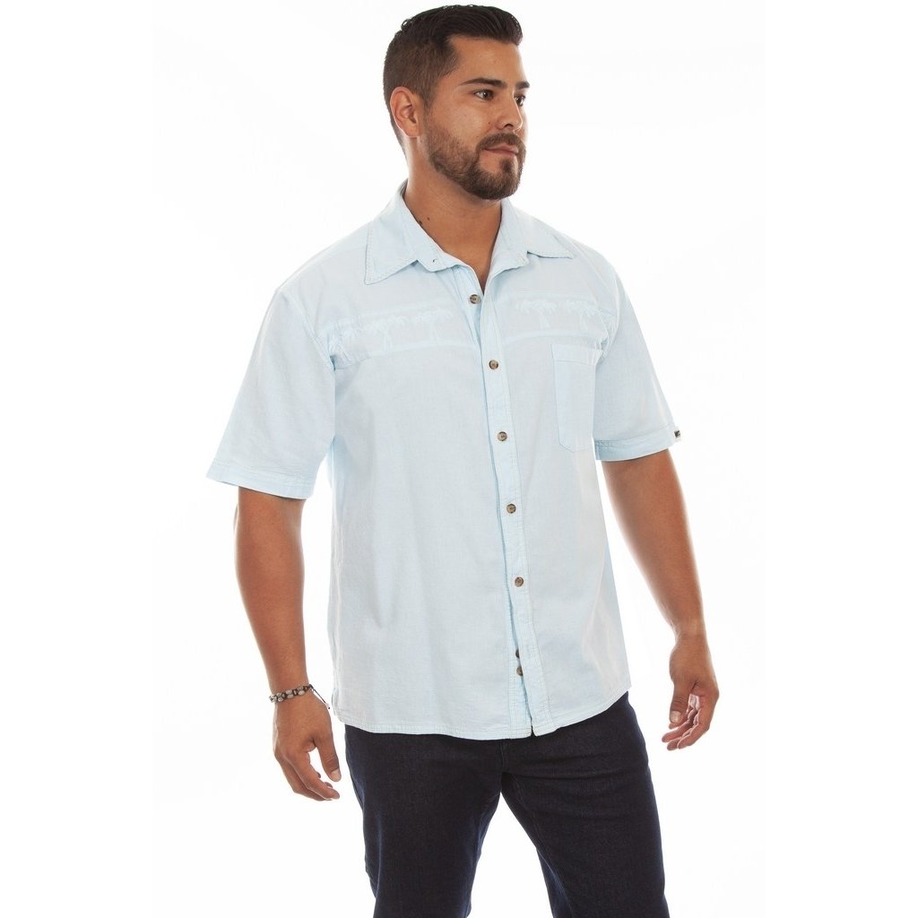 Scully Shirt Mens Short Sleeve Embroidered Palm Tree F0_5202 Image 1