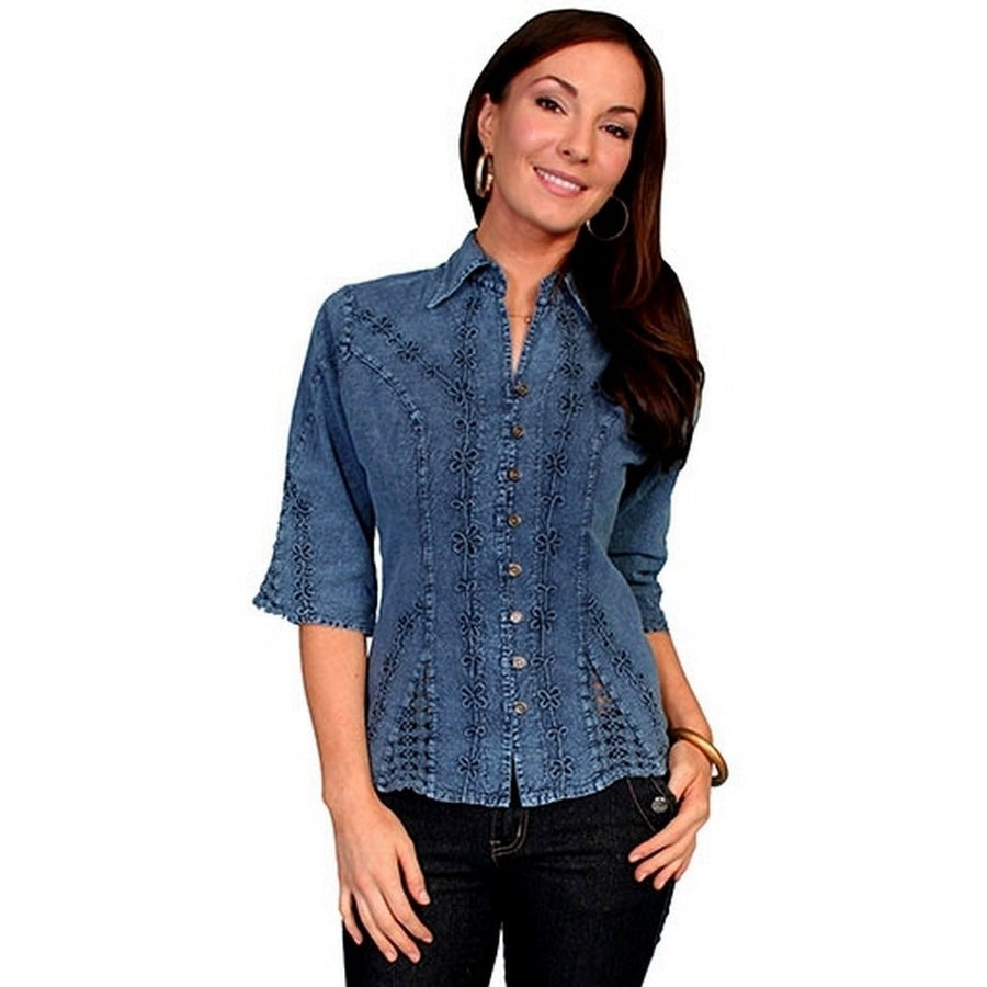 Scully Western Shirt Women 3/4 Sleeve Peruvian Cotton F0_PSL-064 Image 1