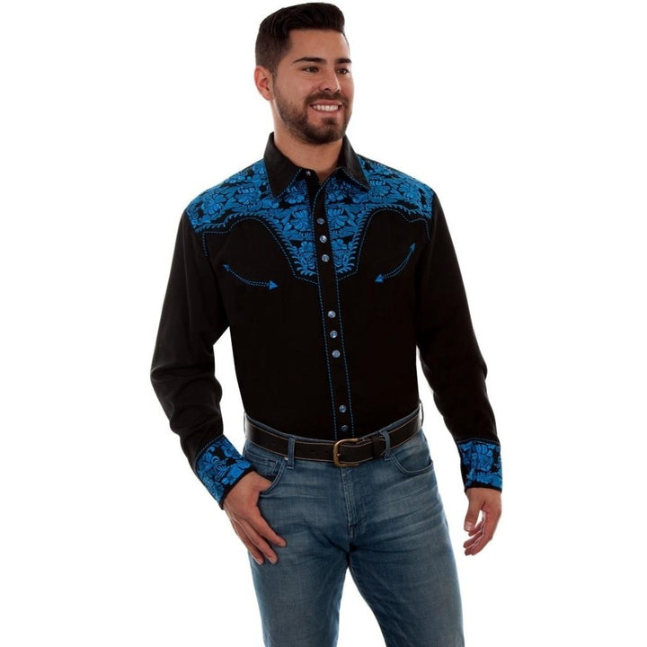 Scully Western Shirt Mens Long Sleeve Embroidered Snap F0_P-634 Image 1