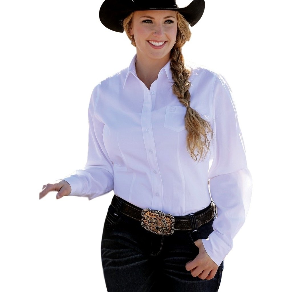 Cinch Western Shirt Womens L/S Weave Pocket Button White MSW9164026 Image 1