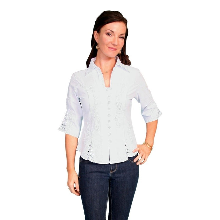 Scully Western Shirt Women 3/4 Sleeve Peruvian Cotton F0_PSL-064 Image 3