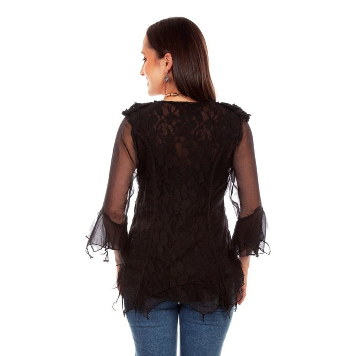 Scully Western Shirt Womens 3/4 Sleeve Crochet Lace Blouse F0_HC752 Image 2