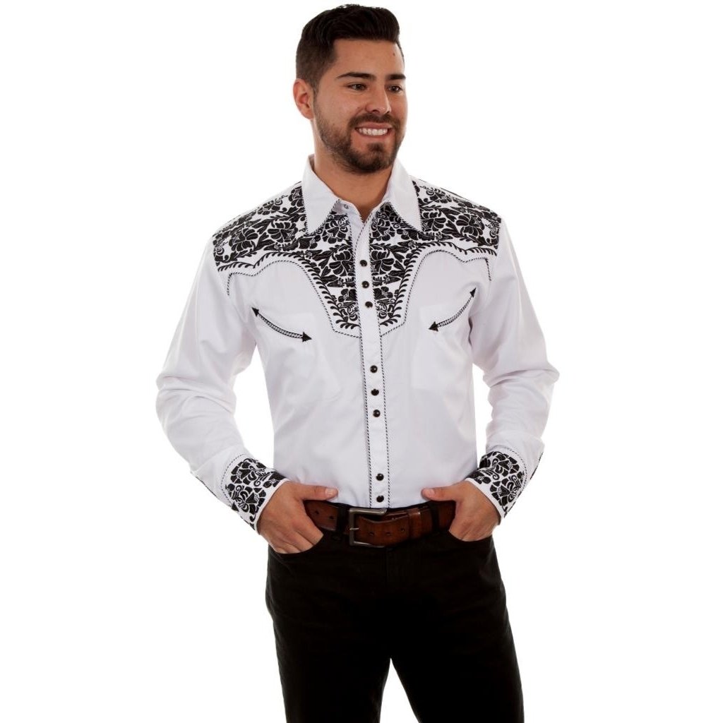 Scully Western Shirt Mens Long Sleeve Embroidered Snap F0_P-634 Image 3