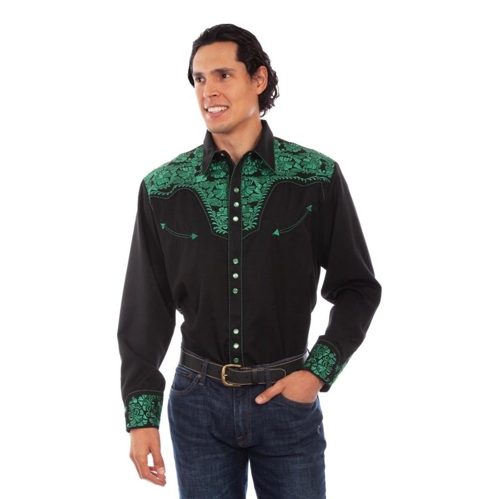 Scully Western Shirt Mens Long Sleeve Embroidered Snap F0_P-634 Image 1