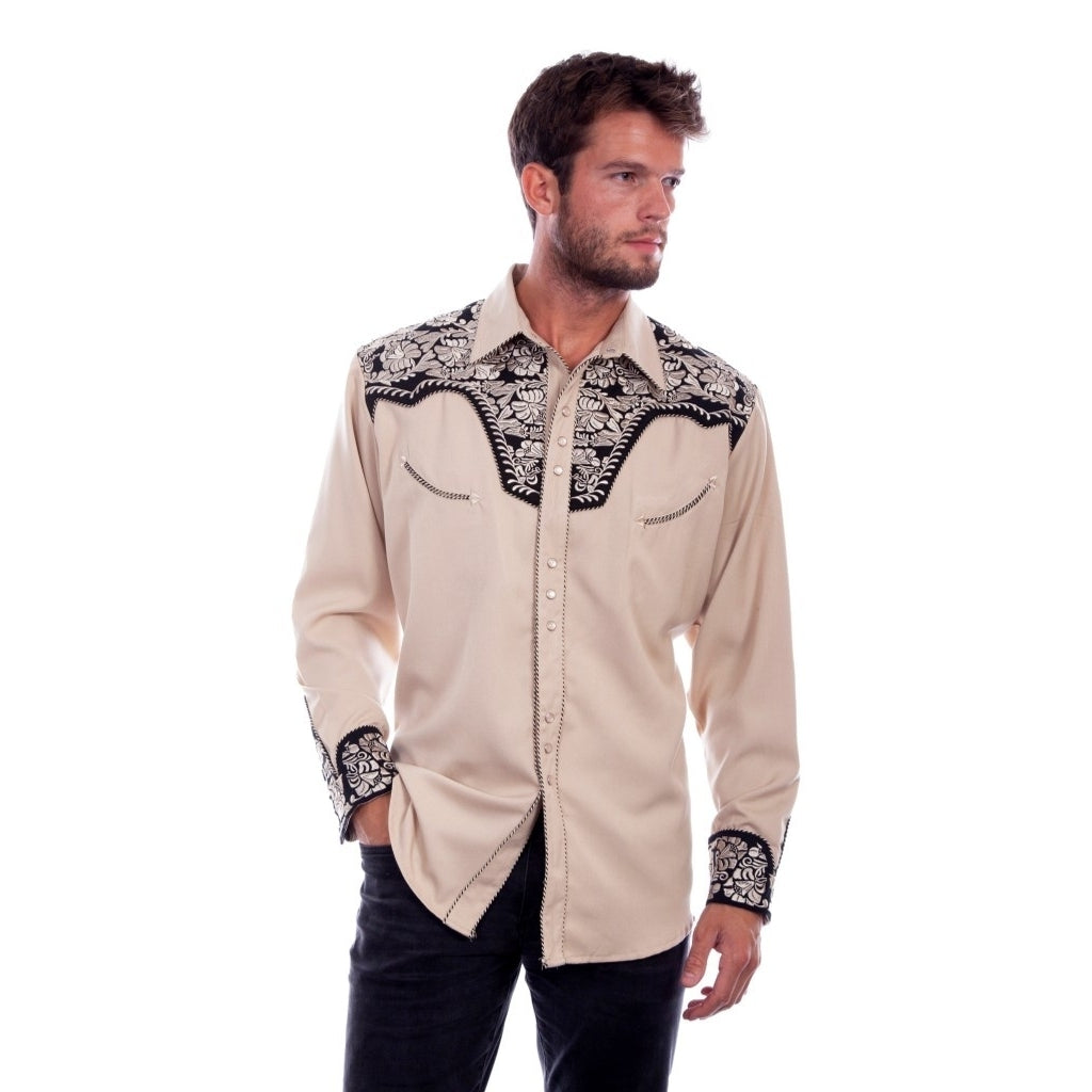 Scully Western Shirt Mens Long Sleeve Embroidered Snap F0_P-634 Image 4