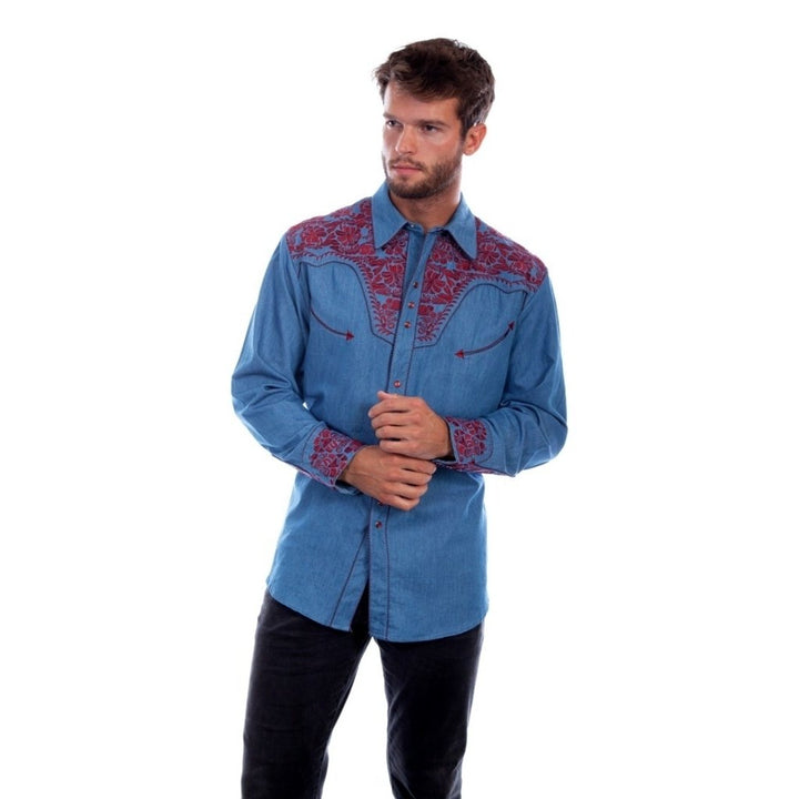 Scully Western Shirt Mens Long Sleeve Embroidered Snap F0_P-634 Image 1