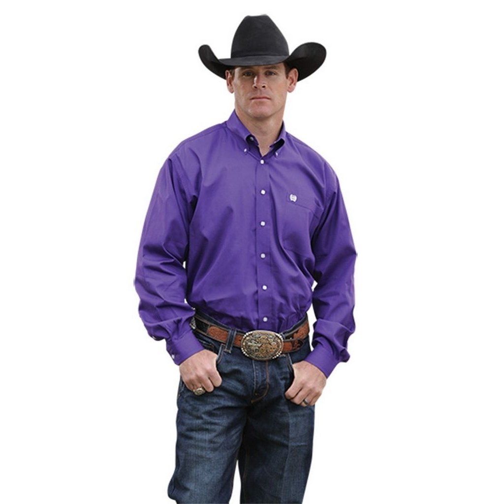 Cinch Western Shirt Mens Long Sleeve Down Solid Purple MTW1103802 Image 1