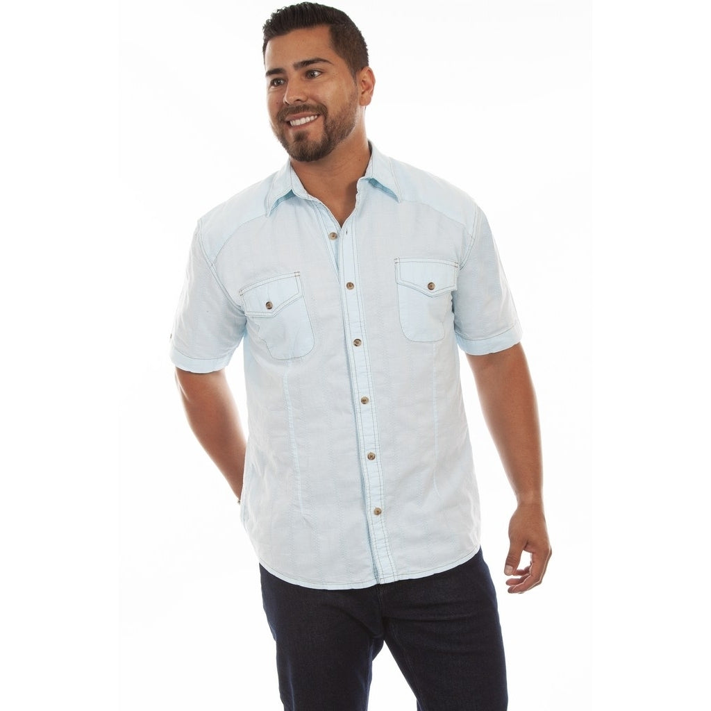 Scully Western Shirt Mens Short Sleeve Beachwood Button F0_5205 Image 1