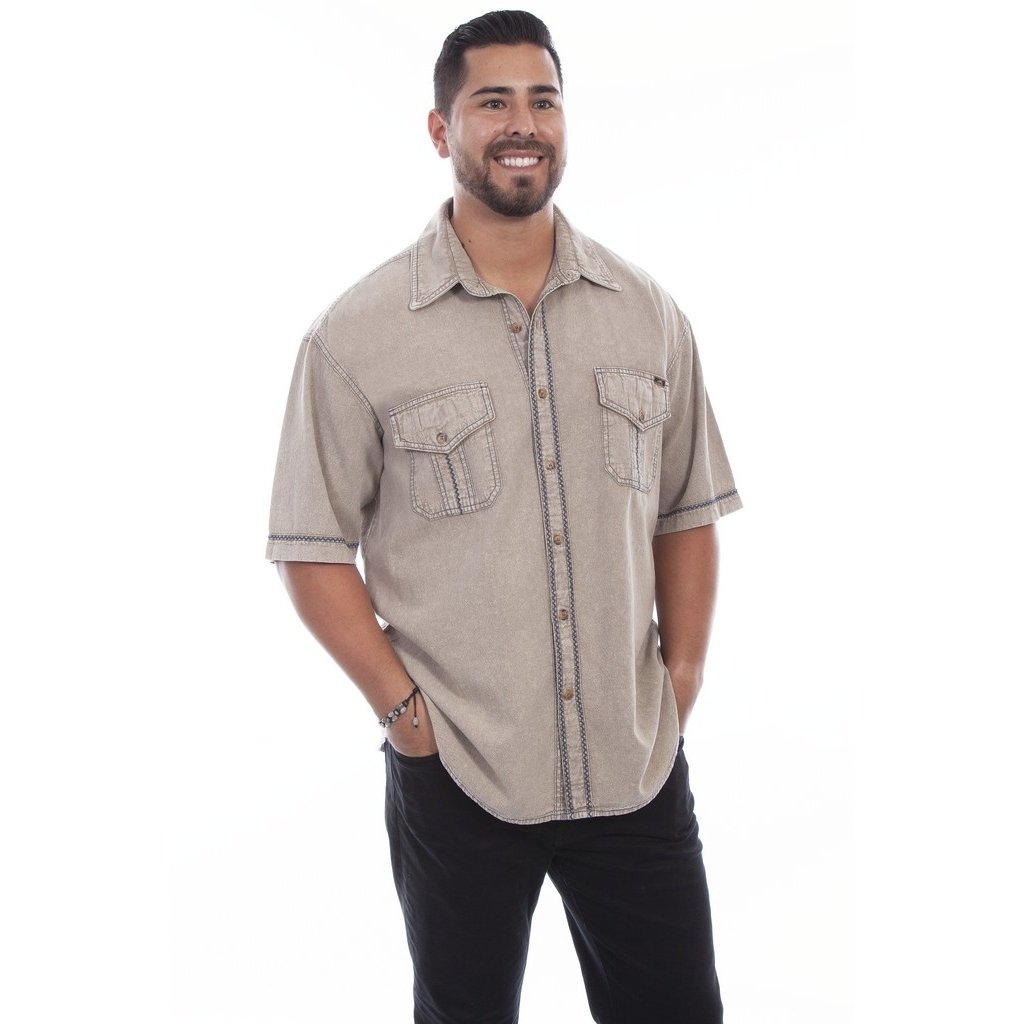 Scully Casual Shirt Mens Short Sleeve Voyager Button F0_5213 Image 4