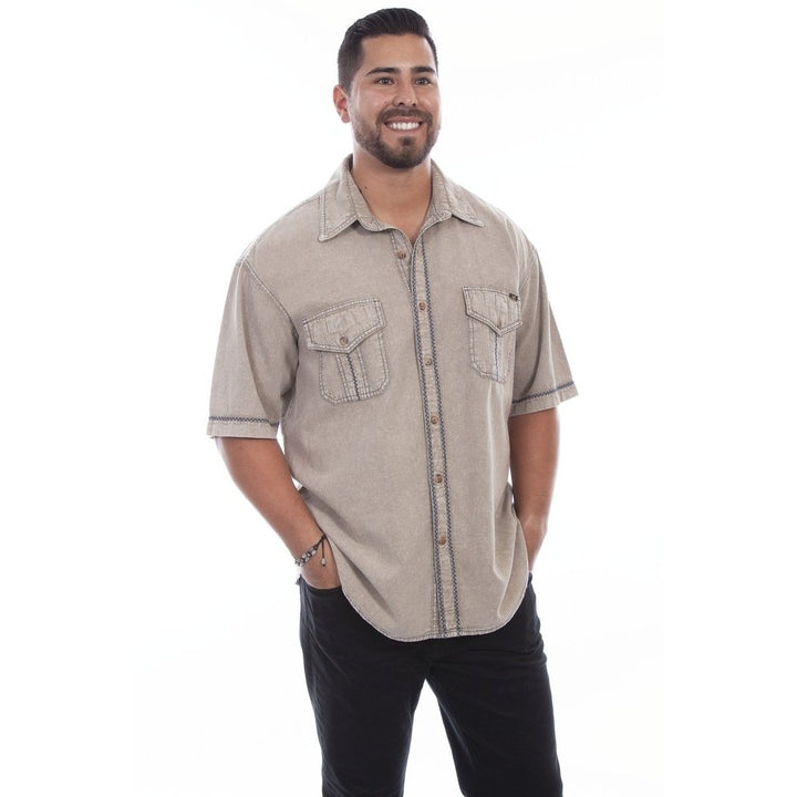 Scully Casual Shirt Mens Short Sleeve Voyager Button F0_5213 Image 1