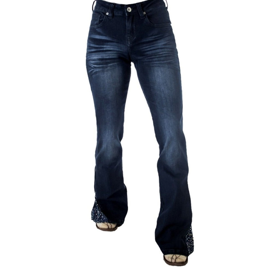 Cowgirl Tuff Western Jeans Womens Zip It Up Dark Wash JZIPIT Image 1