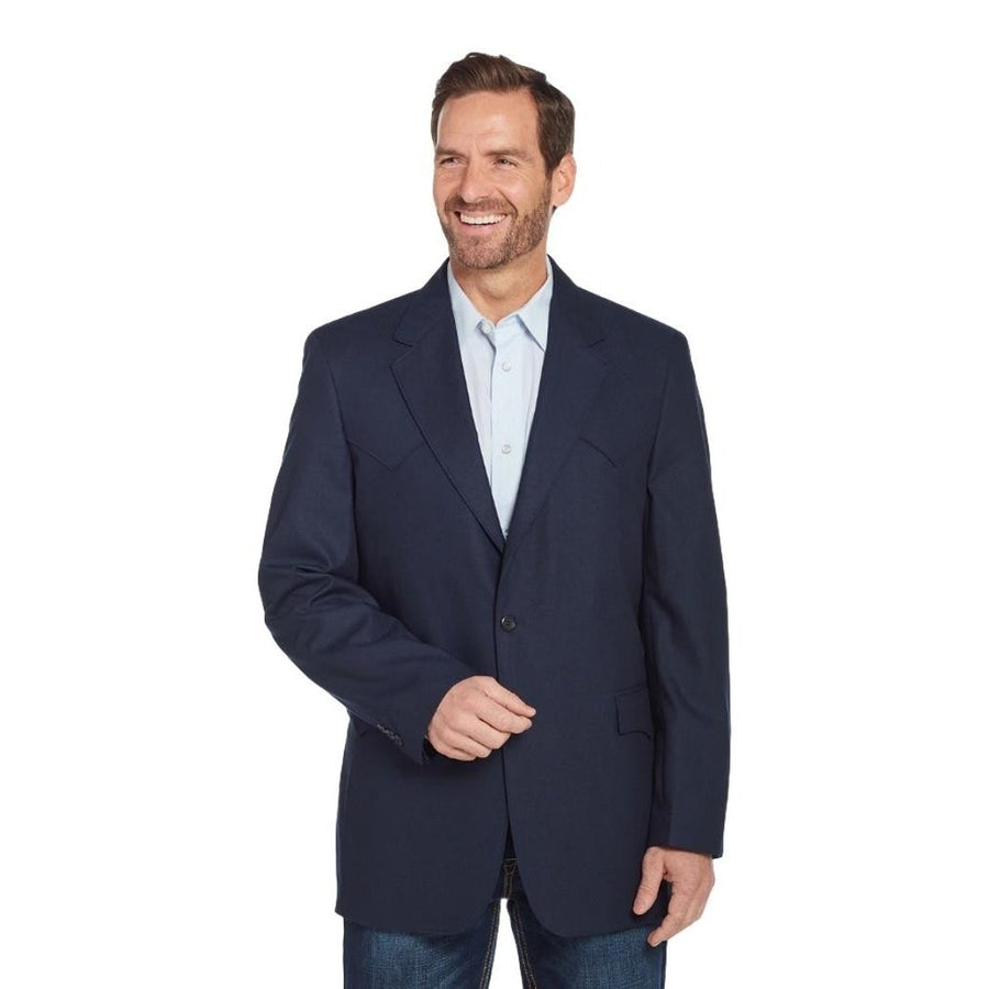 Circle S Western Sport Coat Mens Plano Vent Pockets Navy CC1087 Image 1