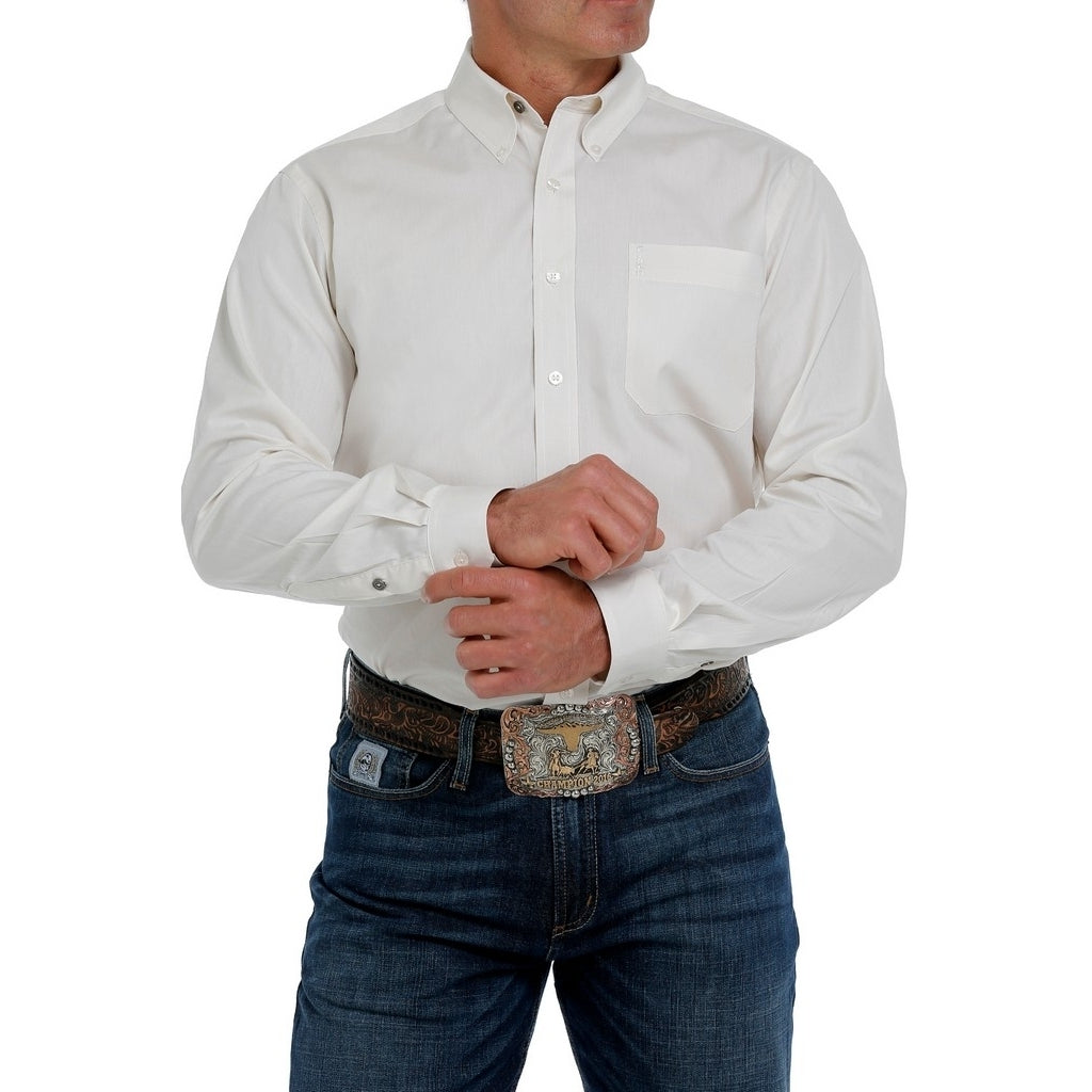 Cinch Western Shirt Men Long Sleeve Modern Fit Solid Cream MTW1347020 Image 1