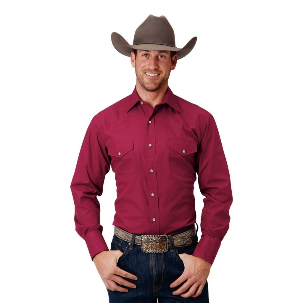 Roper Western Shirt Mens L/S Pockets Snap Red 01-001-0025-0660 RE Image 1