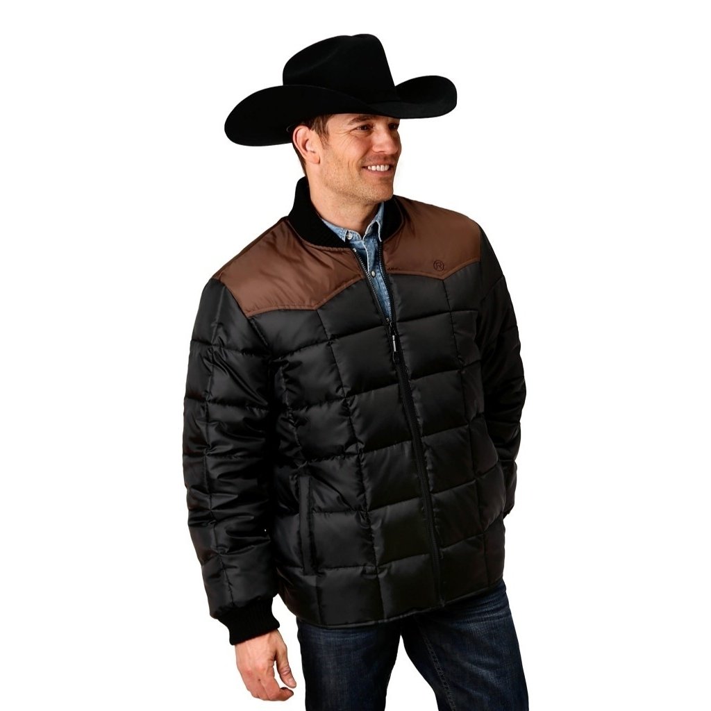 Roper Western Jacket Mens Polyester Quilt Black 03-097-0761-0531 BL Image 1