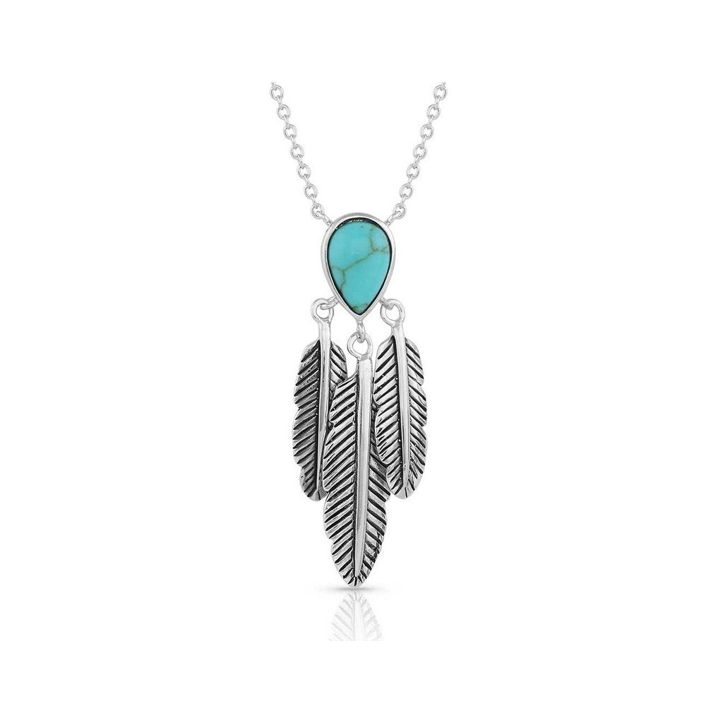 Montana Silversmiths Necklace Womens Spirit Tears Feather 19" NC5287 Image 1