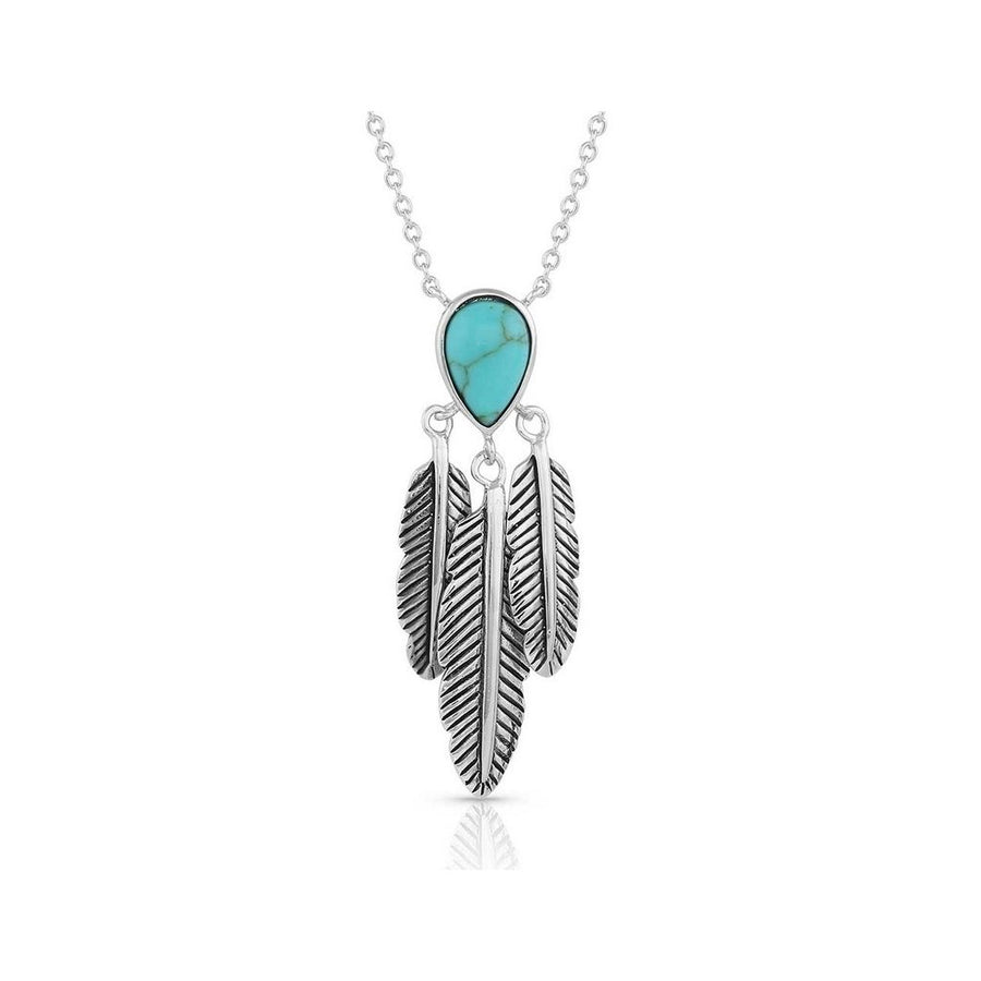 Montana Silversmiths Necklace Womens Spirit Tears Feather 19" NC5287 Image 1