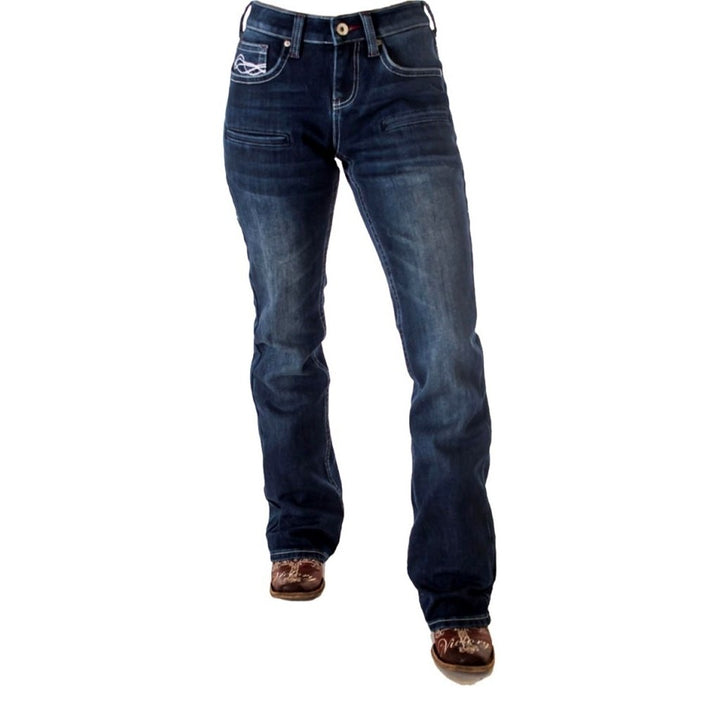 Cowgirl Tuff Western Jeans Womens Double Down Bootcut Med JDDFLL Image 1