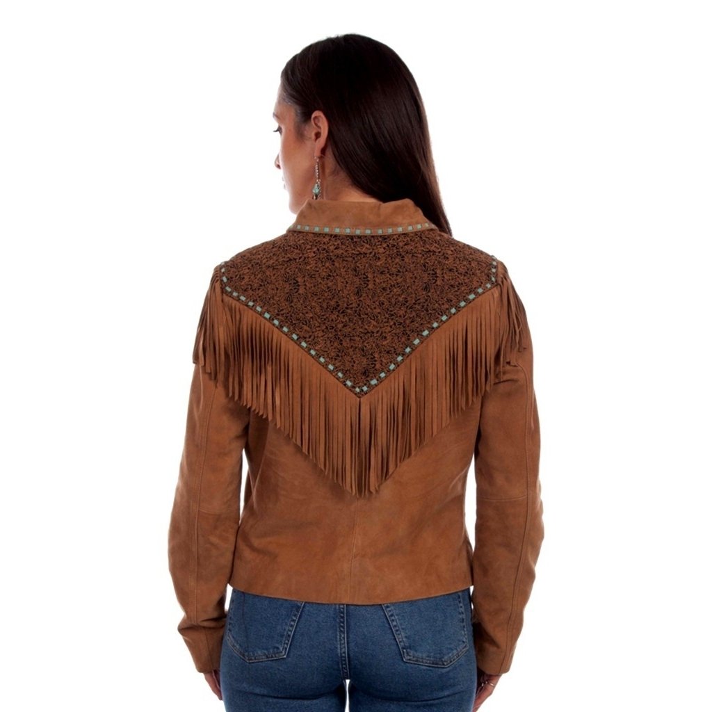 Scully Western Jacket Womens Leather Zip Front Fringe Tan F0_L1088 Image 2