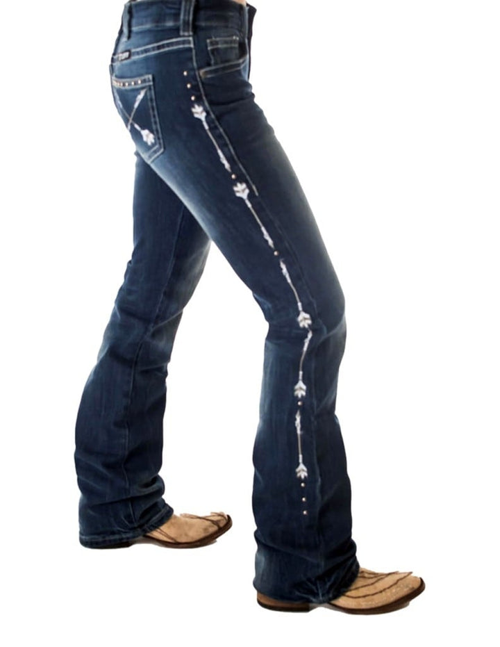 Cowgirl Tuff Western Jeans Womens Silver Arrows Bootcut Med JSILAW Image 2