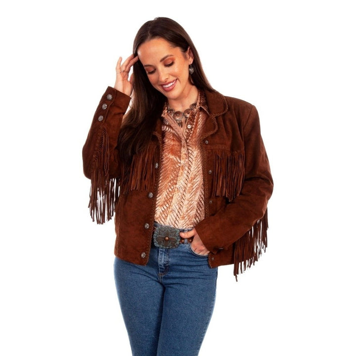 Scully Western Jacket Womens Suede Leather Fringe Laced F0_L1080 Image 4