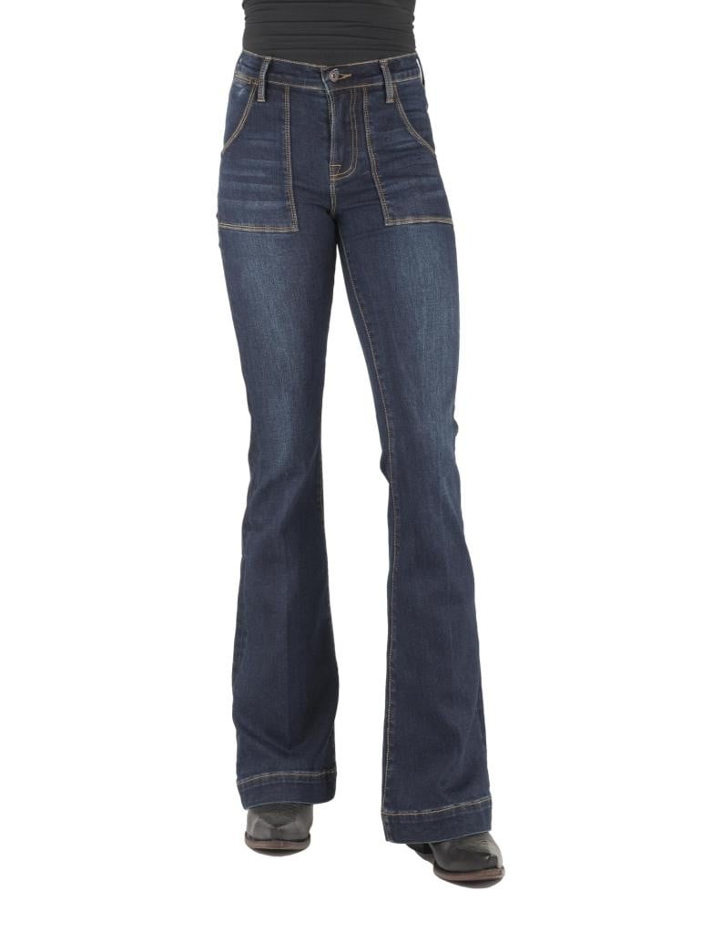 Stetson Western Jeans Womens High Rise Flare Slim 11-054-0921-2409 BU Image 1