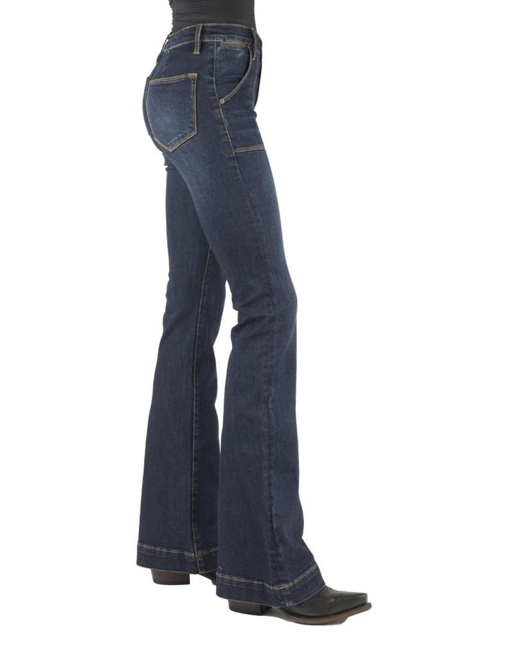 Stetson Western Jeans Womens High Rise Flare Slim 11-054-0921-2409 BU Image 2