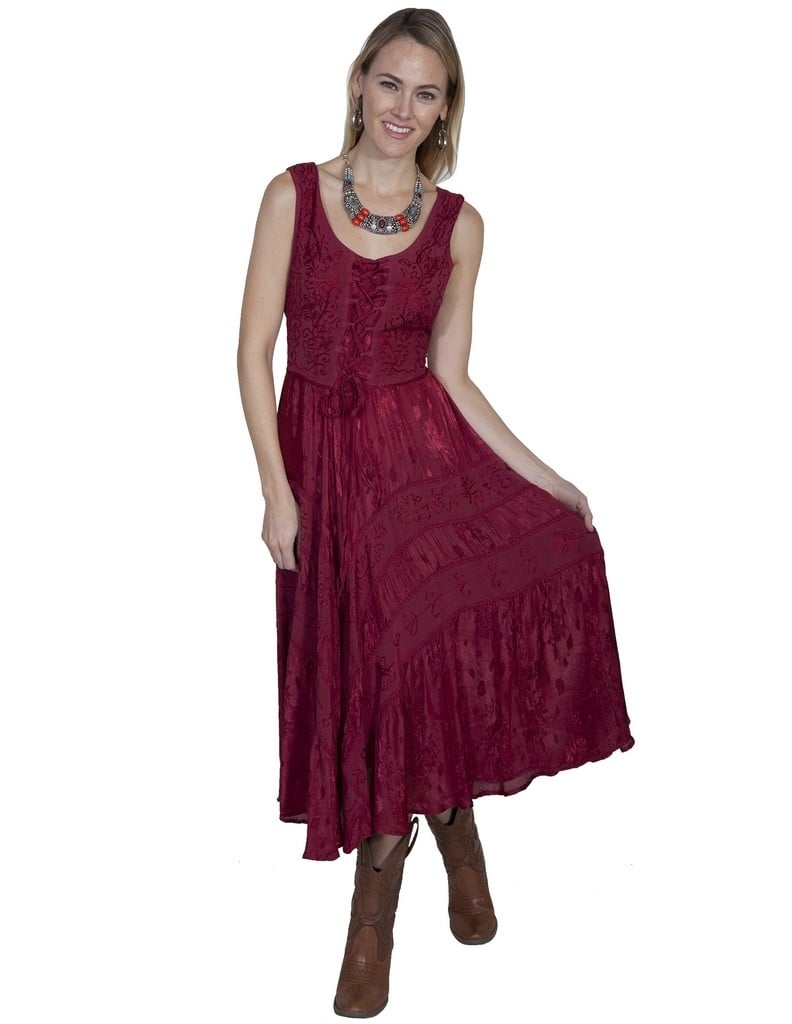 Scully Western Dress Womens Full Length Lace Up Sleeveless F0_HC118 Image 3