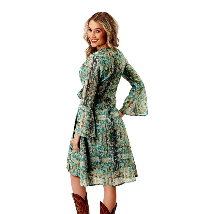 Roper Western Dress Womens L/S Snake Flowing Green 03-057-0590-7088 GR Image 2