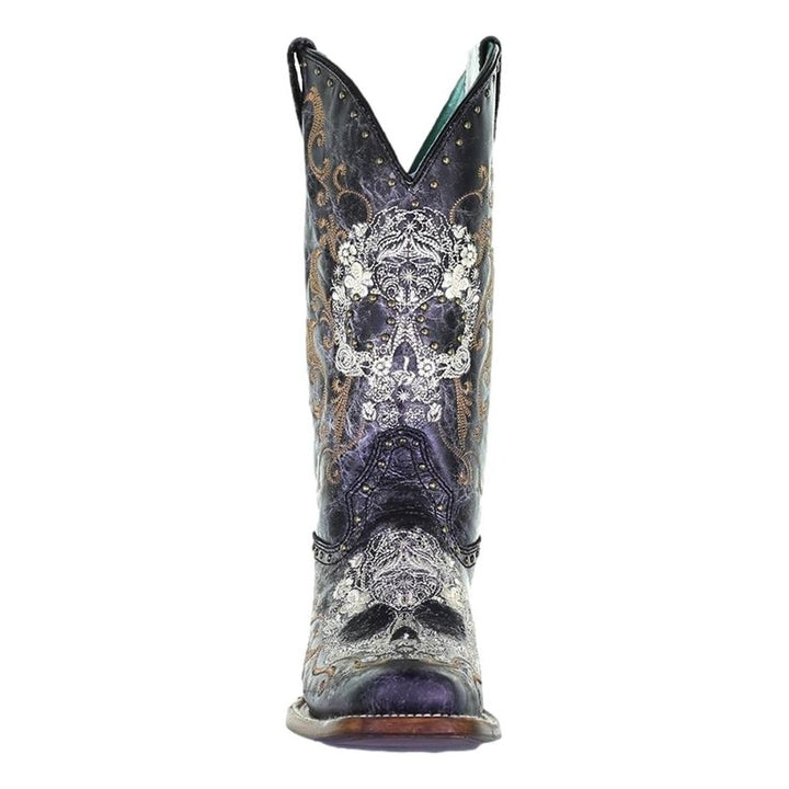 Corral Western Boots Womens 12" Cowboy Heel Skull Black Z5005 Image 2