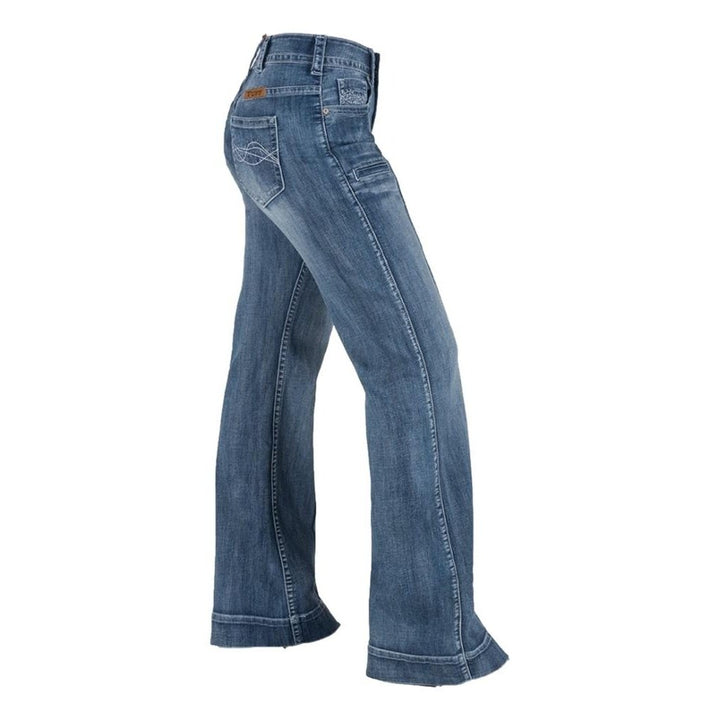 Cowgirl Tuff Western Jeans Womens Breathe Trouser Wide Leg Med JBMWTR Image 2