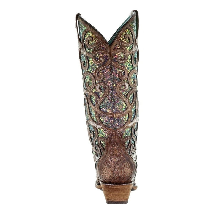 Corral Western Boots Womens Snip Toe Glitter Inlay Stud Cognac C3467 Image 4