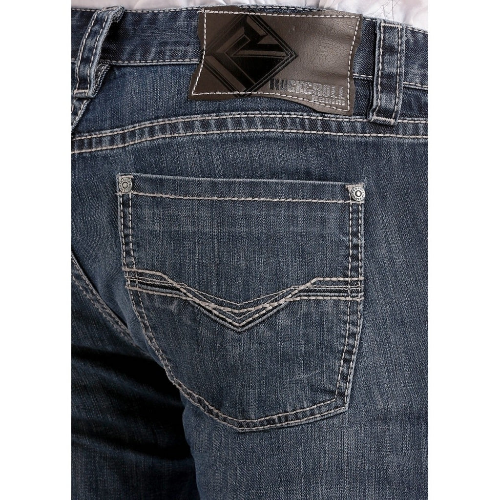 Rock and Roll Western Denim Jeans Mens Revolver Dark Vintage M1R3482 Image 4