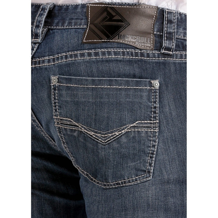 Rock and Roll Western Denim Jeans Mens Revolver Dark Vintage M1R3482 Image 4